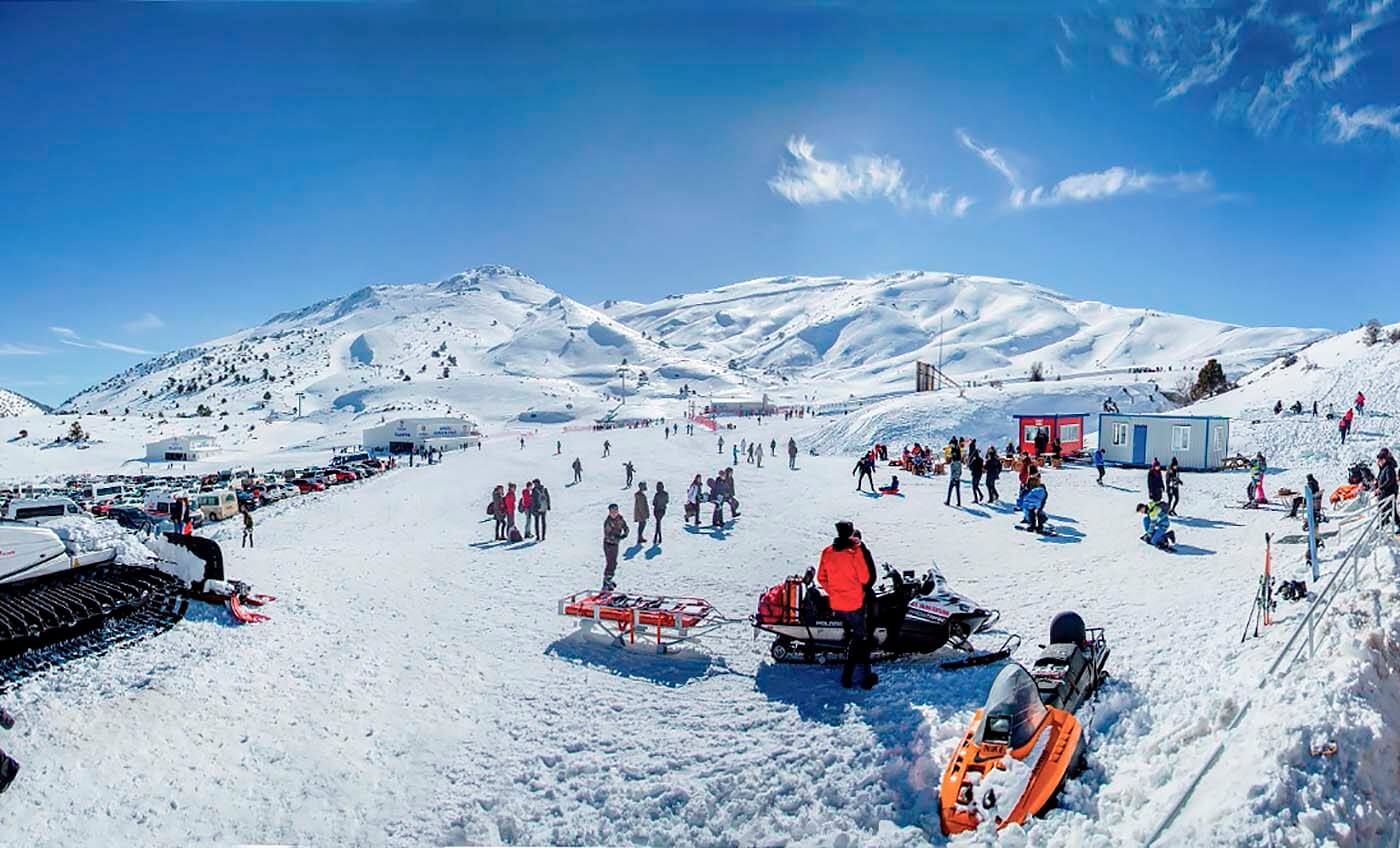 Snow-covered slope at the ski resort