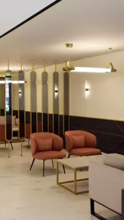 Seating area in the lobby of Mellday Hotel Denizli